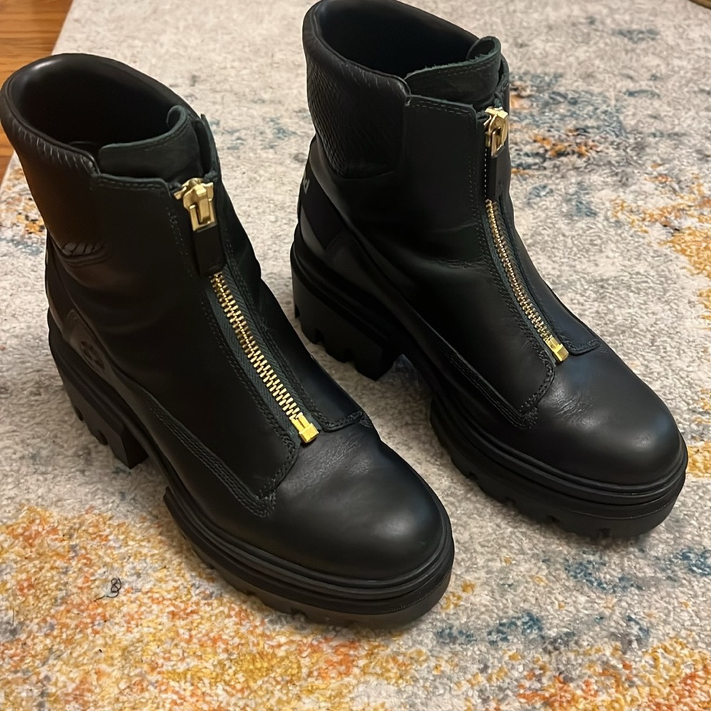Timberland dark green leather zip up boot